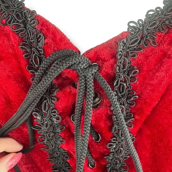 Lip Service Red Velvet Tunic Dress Womens Size 2X Vintage 90s Goth Vamp Ren Fest - Picture 7 of 16